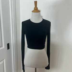 ARITZIA SUNDAY BEST Black Long-Sleeve Crop Top
